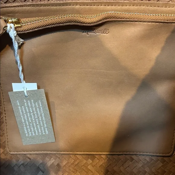 Madewell Woven Leather tote large brown transport bag NEW! - Picture 4 of 11